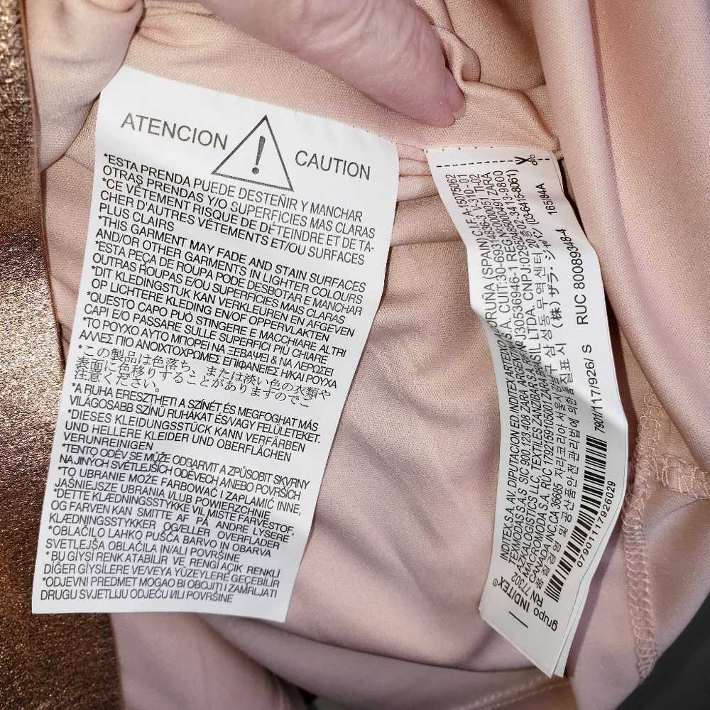 Zara Trafaluc Collection Ruffle Mini Dress Size Small ROSE GOLD Color - Picture 9 of 11